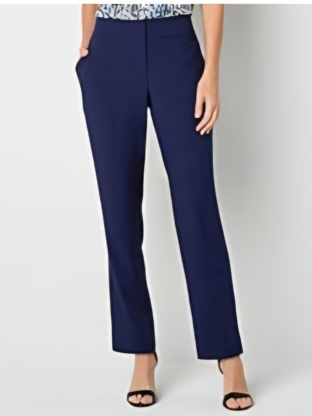 Black Label By Evan Picone Size 8 Navy Blue Straight Fit Suit Pants Dress Slacks